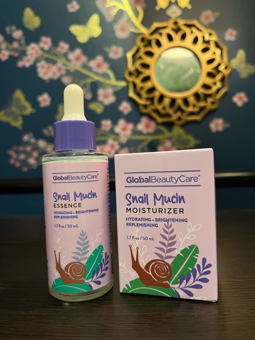 GlobalBeautyCare Snail Mucin Moisturizer & Essence - Lavender Bottles
